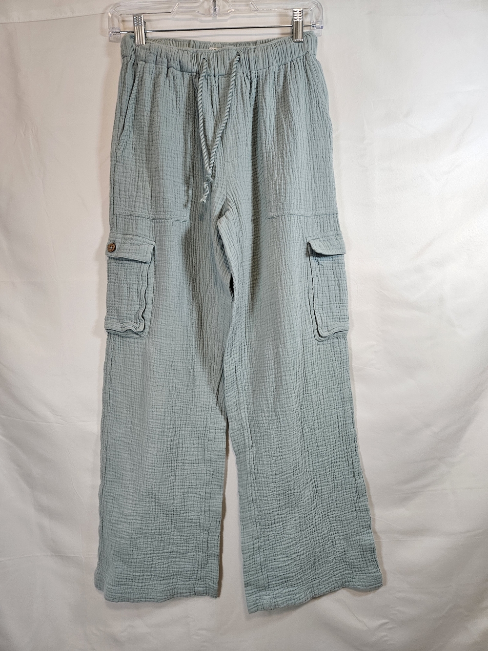 Roxy Light Blue Wide-Leg Cargo Pants